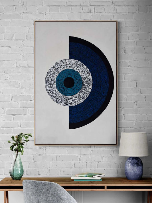 Nazar Boncuğu Meşk Yağlı Boya Hat Tablosu