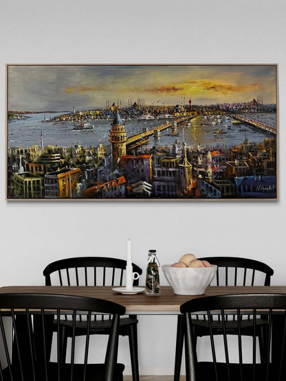 Haliç Üzerine Düşen Işık Yağlı Boya Tablosu