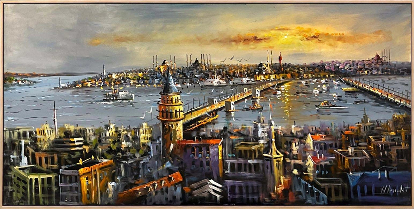 Haliç Üzerine Düşen Işık Yağlı Boya Tablosu