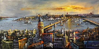 Haliç Üzerine Düşen Işık Yağlı Boya Tablosu