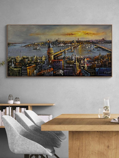 Haliç Üzerine Düşen Işık Yağlı Boya Tablosu
