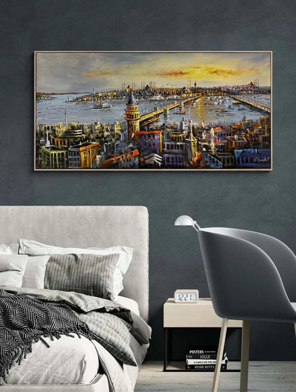 Haliç Üzerine Düşen Işık Yağlı Boya Tablosu