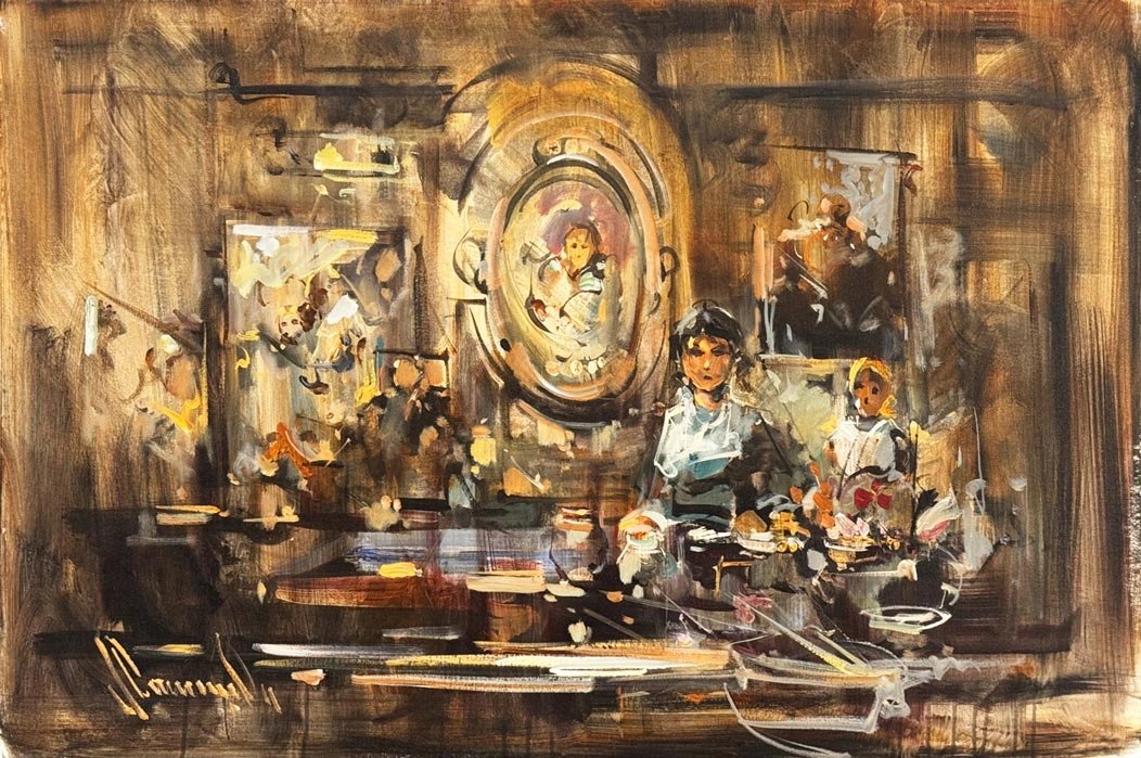 Eski Evde Bir An Yağlı Boya Tablosu