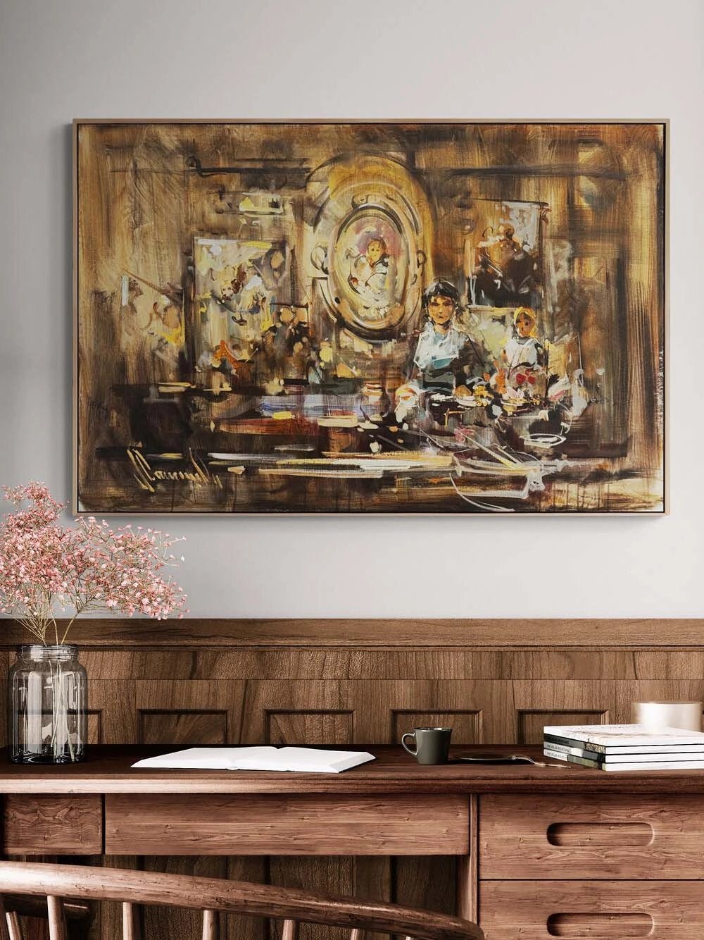 Eski Evde Bir An Yağlı Boya Tablosu