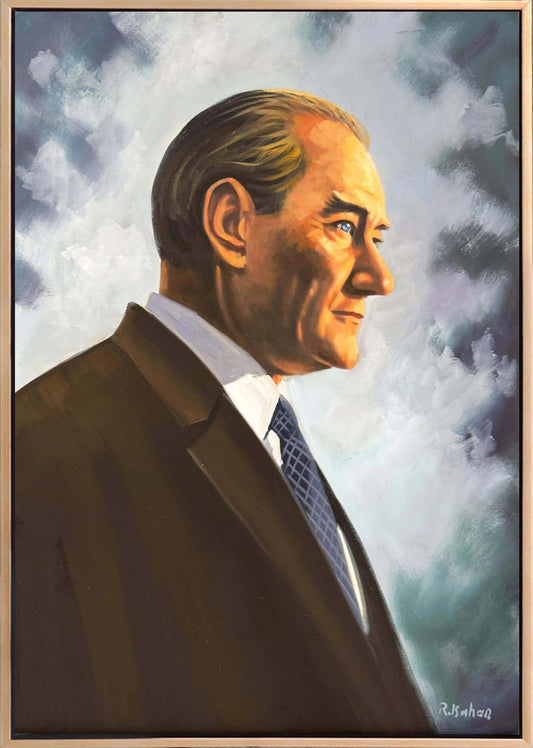 Cumhuriyetin Lideri Yağlı Boya Tablosu