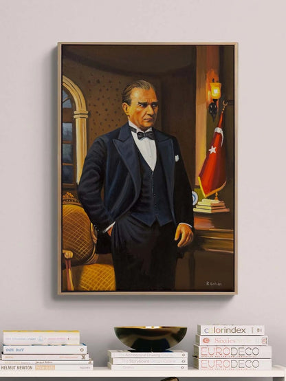 Mustafa Kemal Atatürk Duruşu Yağlı Boya Tablosu