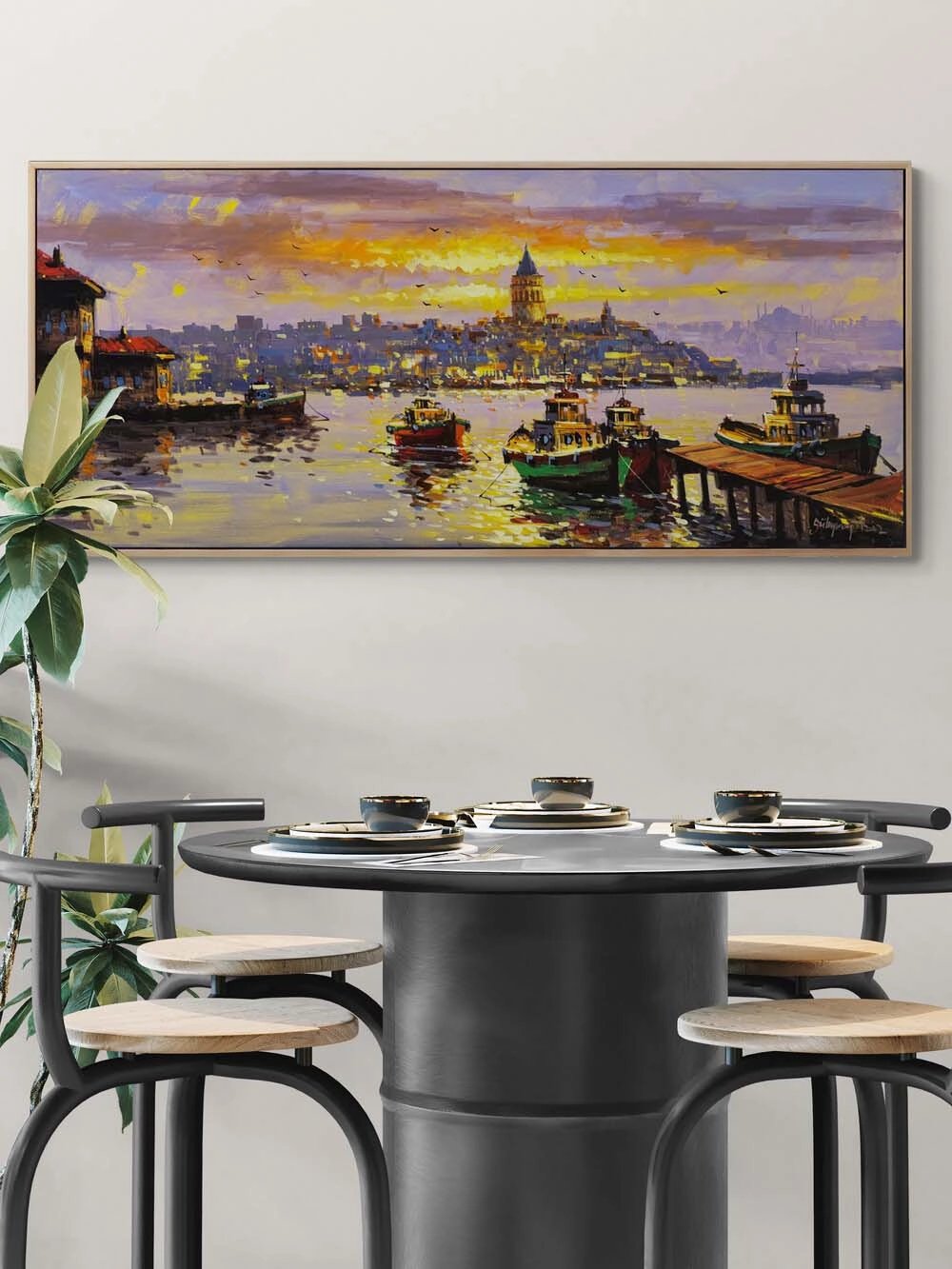 Zamanın Kıyısında İstanbul Yağlı Boya Tablosu