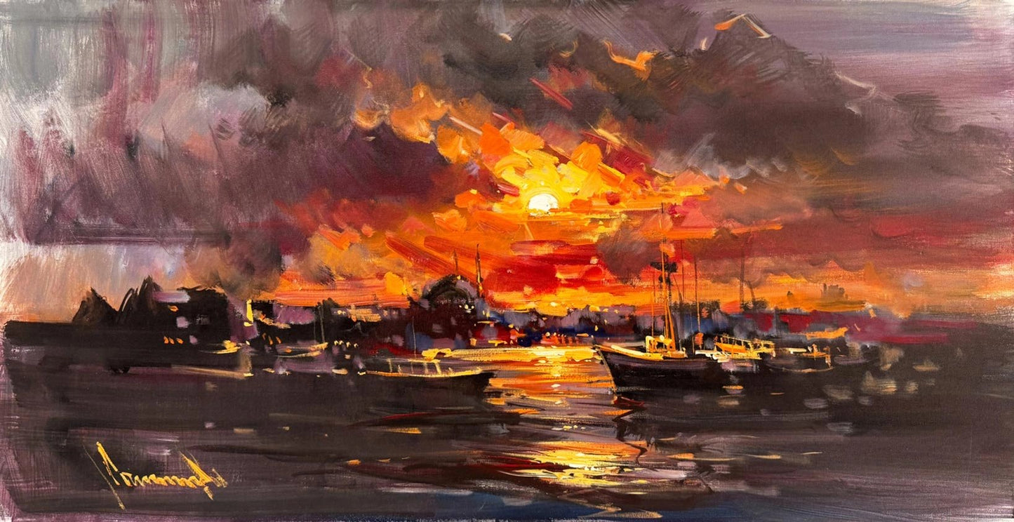 Güneş Haliç’e İnerken Yağlı Boya Tablosu