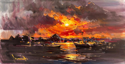 Güneş Haliç’e İnerken Yağlı Boya Tablosu