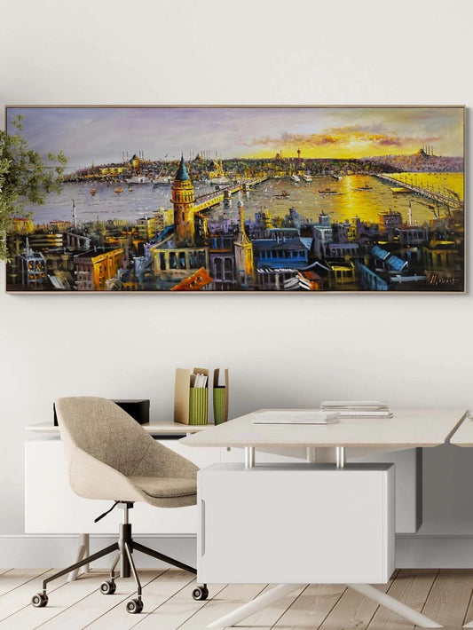 Galata’dan Gün Batımı Yağlı Boya Tablosu