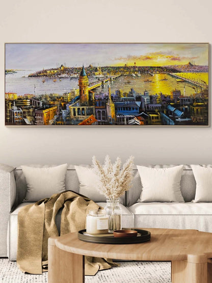 Galata’dan Gün Batımı Yağlı Boya Tablosu