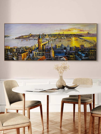 Galata’dan Gün Batımı Yağlı Boya Tablosu