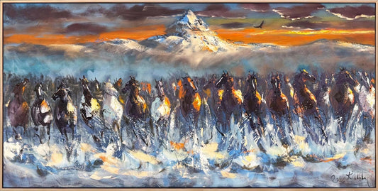 Karda Koşan Atlar Yağlı Boya Tablosu