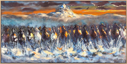 Karda Koşan Atlar Yağlı Boya Tablosu