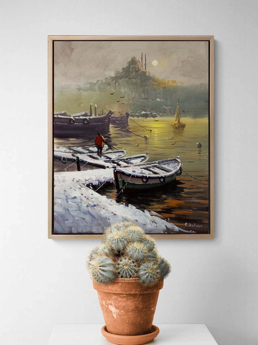 Beyazın İçinde İstanbul Yağlı Boya Tablosu