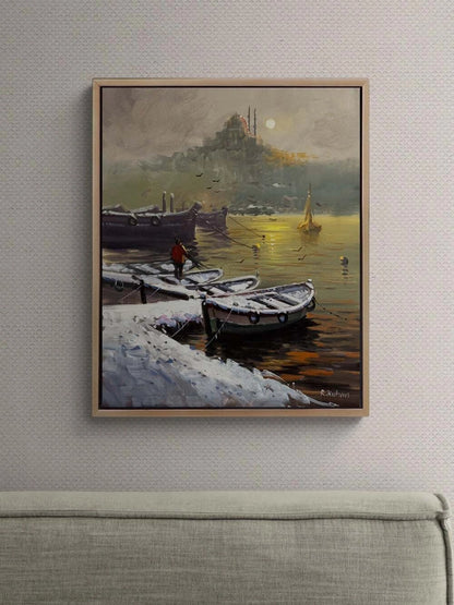 Beyazın İçinde İstanbul Yağlı Boya Tablosu