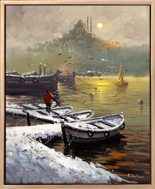 Beyazın İçinde İstanbul Yağlı Boya Tablosu