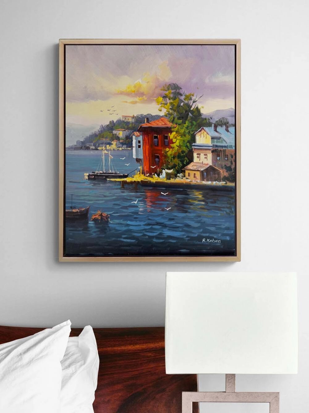 Boğaz Manzarası Yalılar Yağlı Boya Tablosu