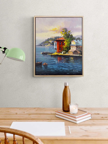 Boğaz Manzarası Yalılar Yağlı Boya Tablosu