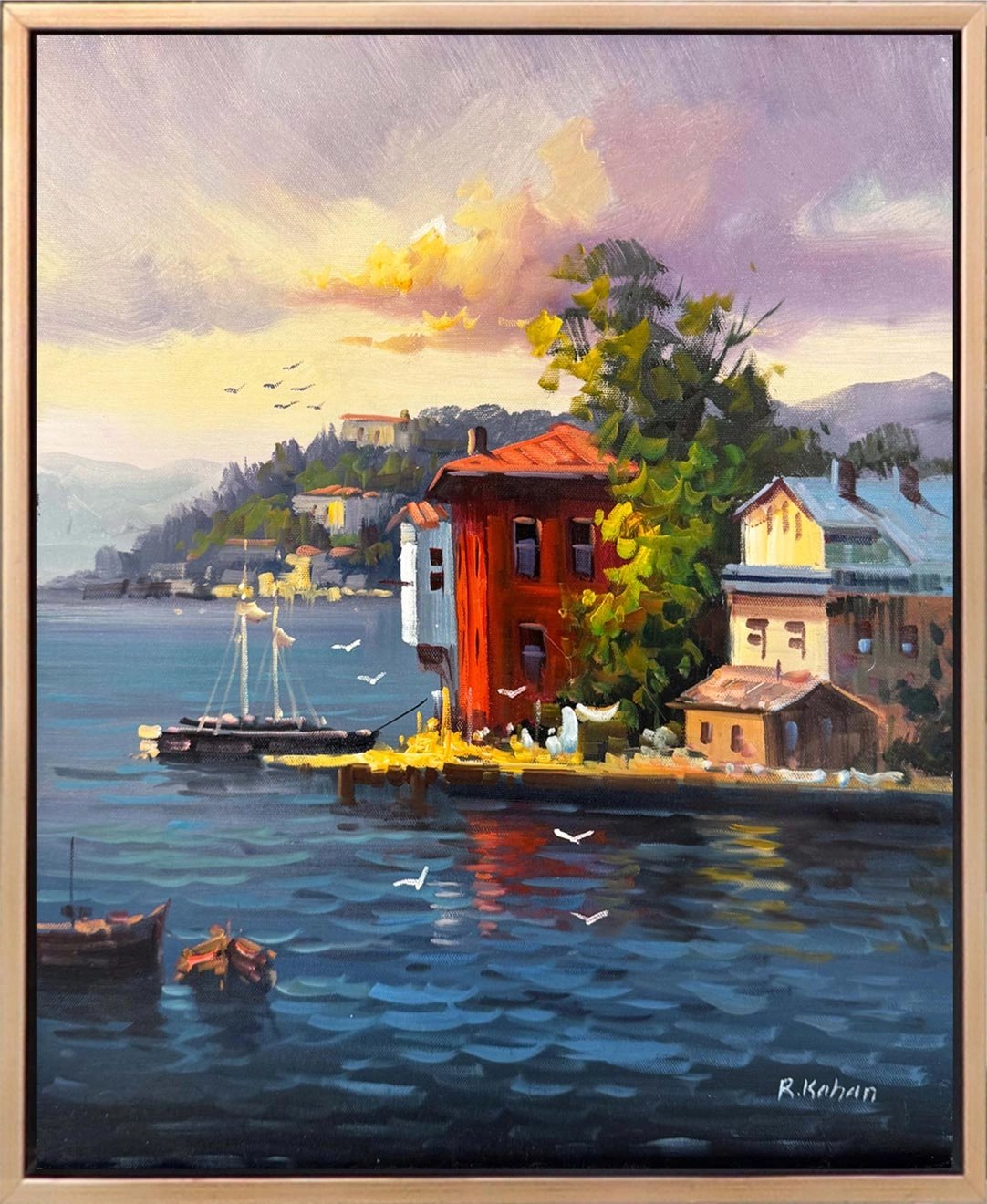 Boğaz Manzarası Yalılar Yağlı Boya Tablosu