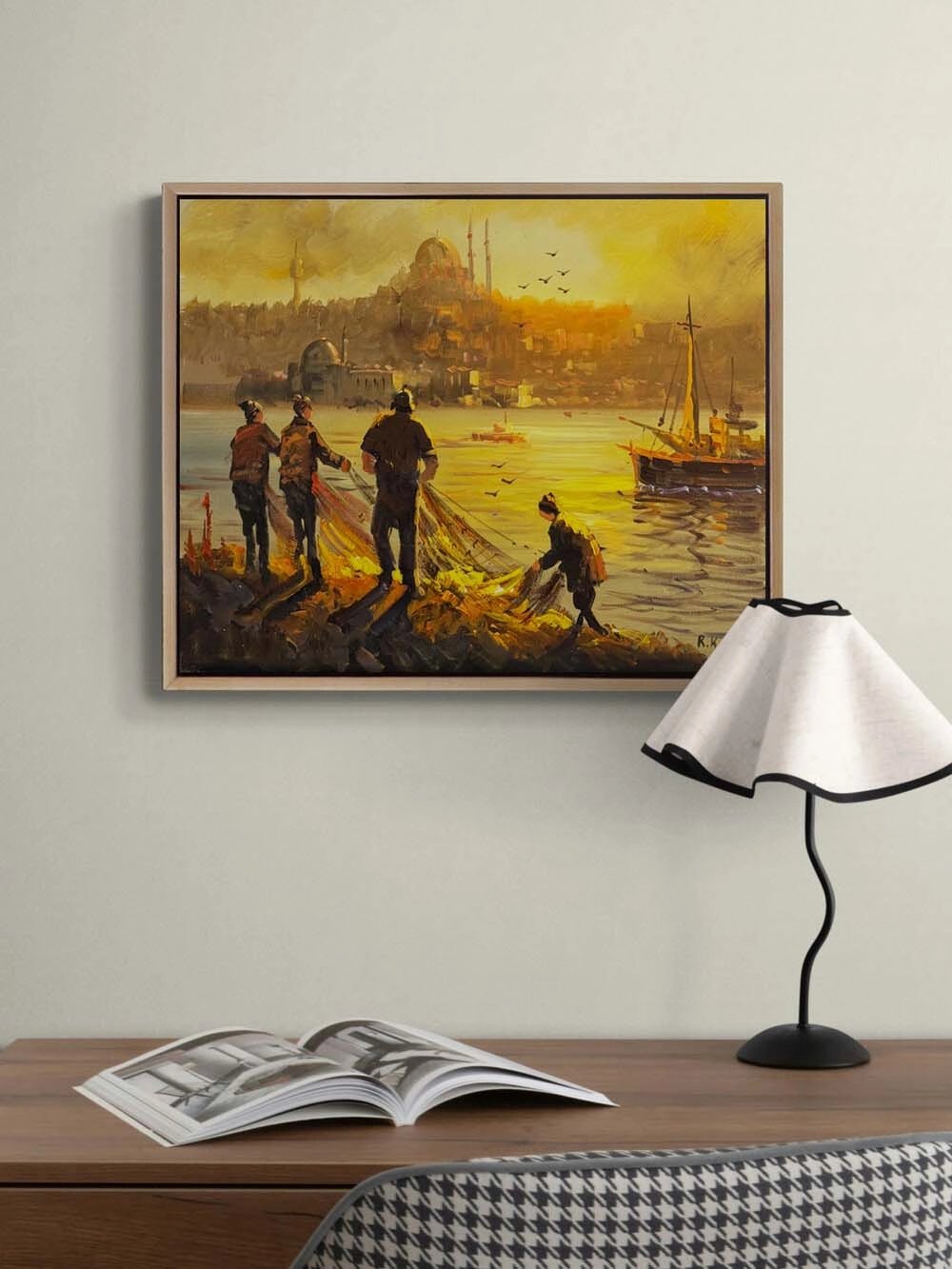 Boğazda Balıkçı Bereketi Yağlı Boya Tablosu