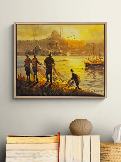 Boğazda Balıkçı Bereketi Yağlı Boya Tablosu