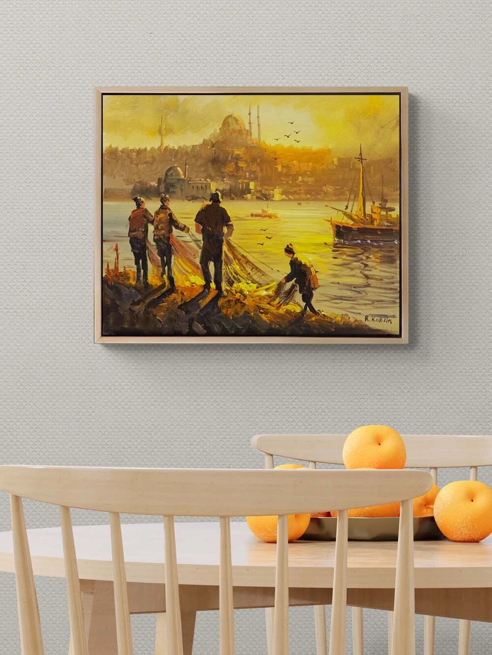 Boğazda Balıkçı Bereketi Yağlı Boya Tablosu