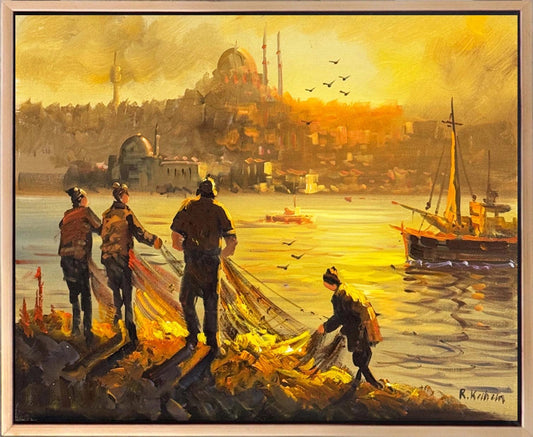 Boğazda Balıkçı Bereketi Yağlı Boya Tablosu
