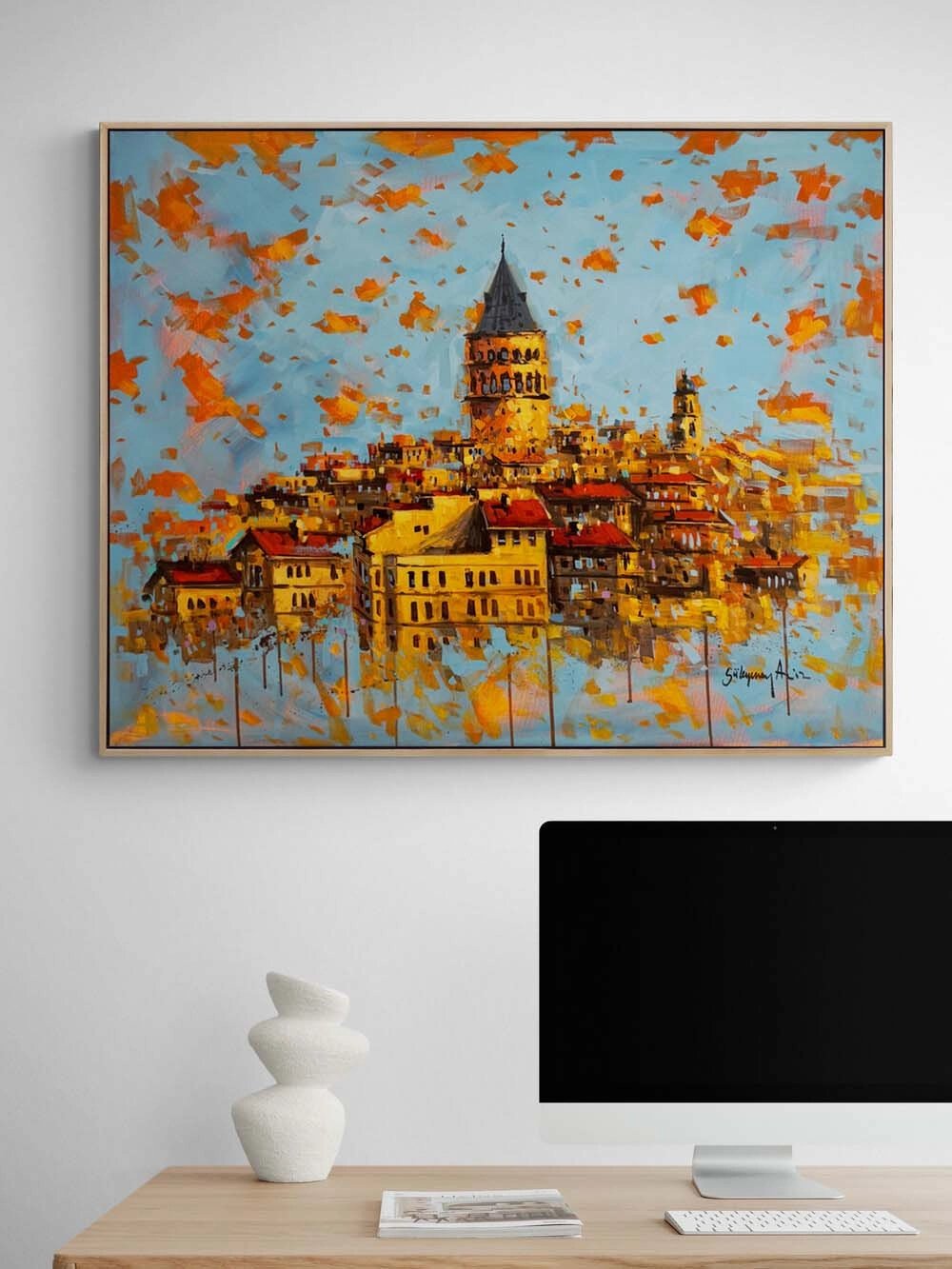 Galata'dan Manzarası Yağlı Boya Tablosu