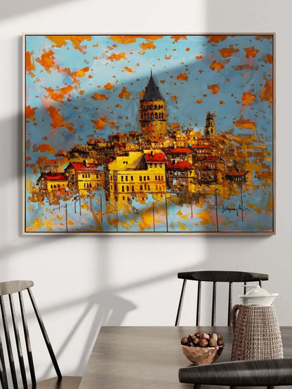 Galata'dan Manzarası Yağlı Boya Tablosu