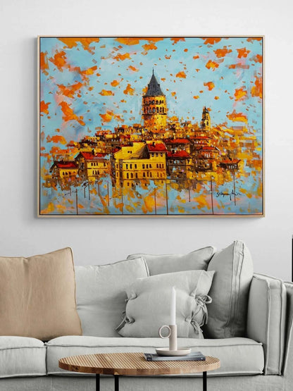 Galata'dan Manzarası Yağlı Boya Tablosu