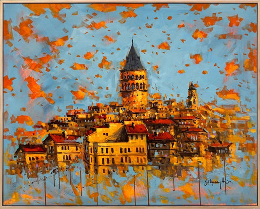 Galata'dan Manzarası Yağlı Boya Tablosu