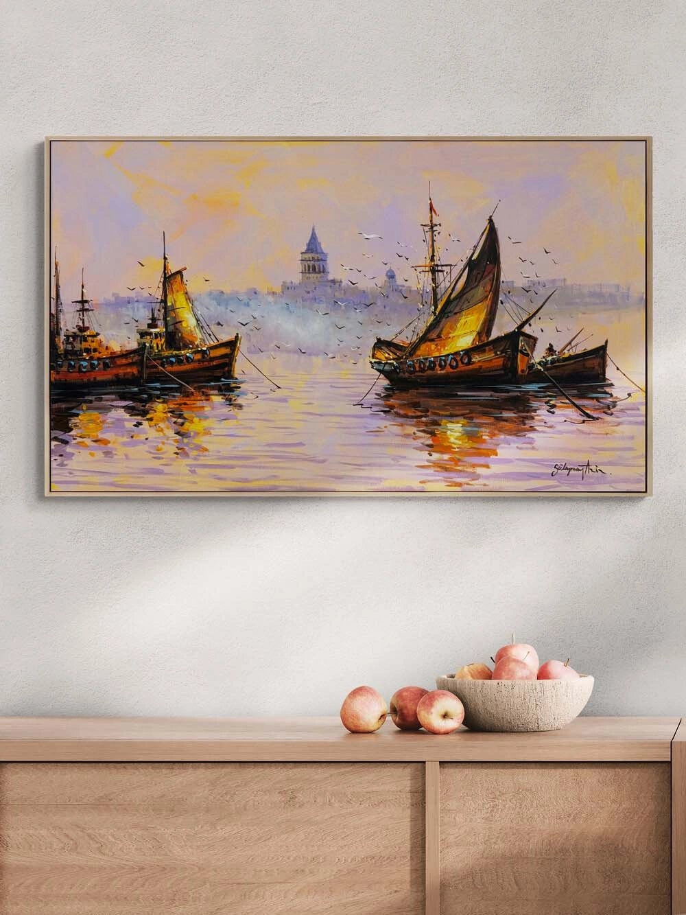 Gün Batarken Liman Yağlı Boya Tablosu