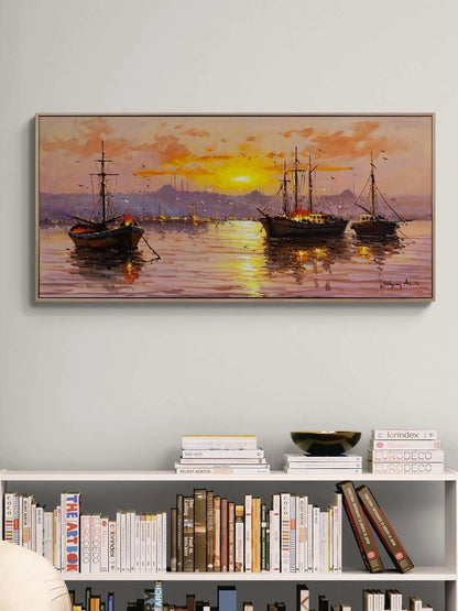 Boğazda Güneşin Vedası Yağlı Boya Tablosu