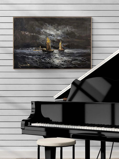 Ayın Altında Deniz Yağlı Boya Tablosu