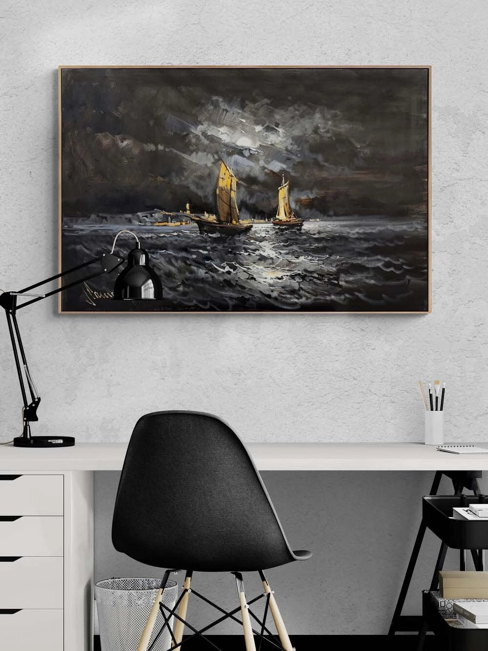 Ayın Altında Deniz Yağlı Boya Tablosu