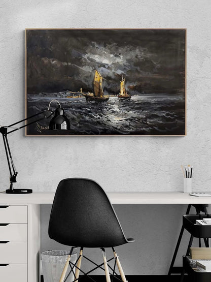 Ayın Altında Deniz Yağlı Boya Tablosu