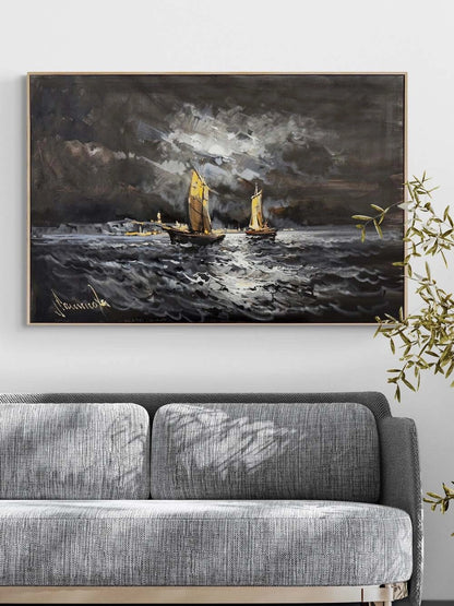 Ayın Altında Deniz Yağlı Boya Tablosu