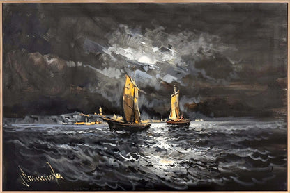 Ayın Altında Deniz Yağlı Boya Tablosu