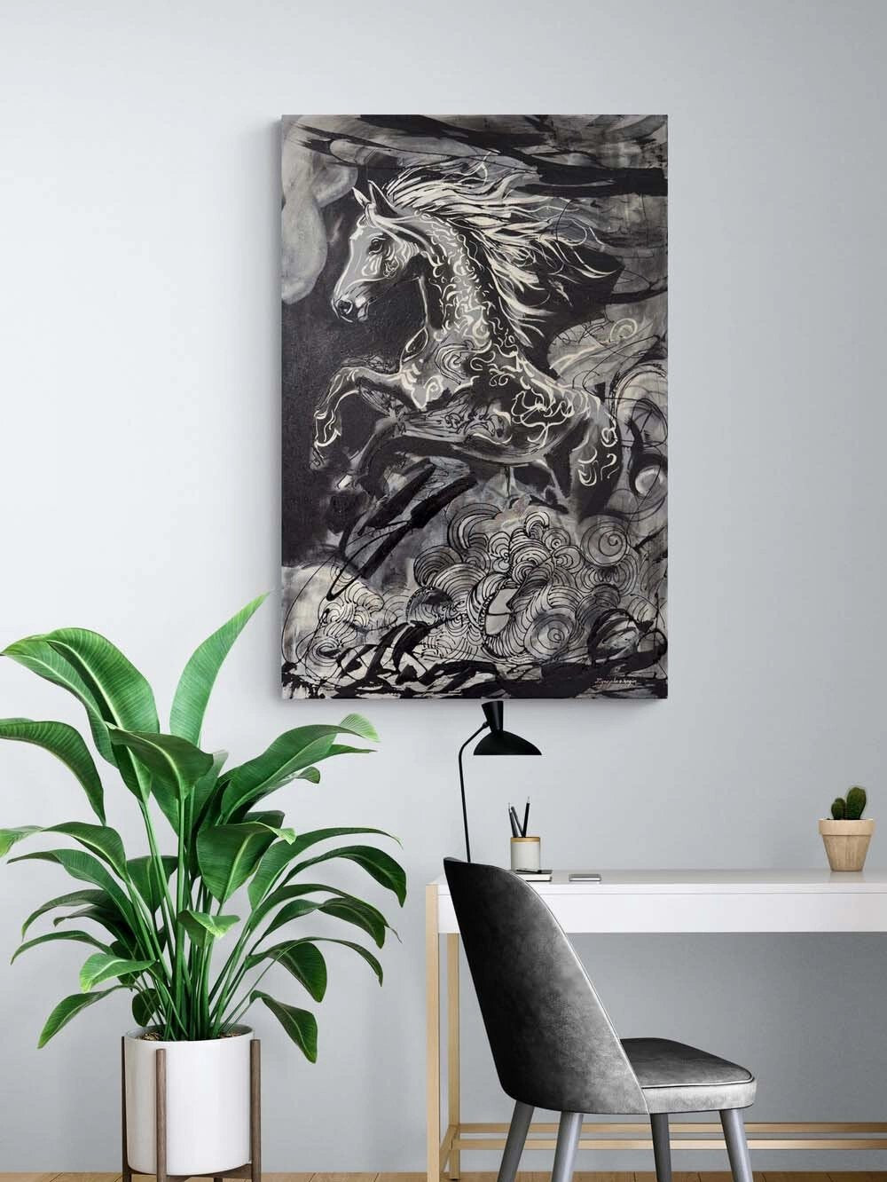 Zamanı Aşan At Yağlı Boya Tablosu