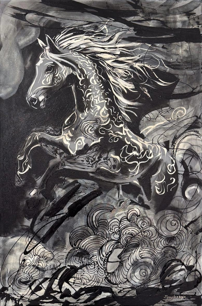 Zamanı Aşan At Yağlı Boya Tablosu