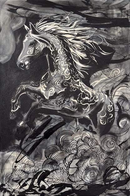 Zamanı Aşan At Yağlı Boya Tablosu