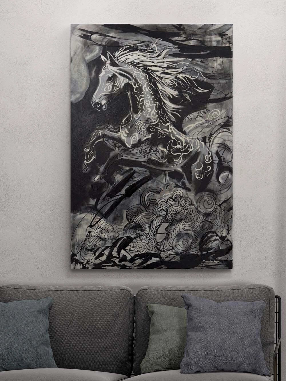 Zamanı Aşan At Yağlı Boya Tablosu