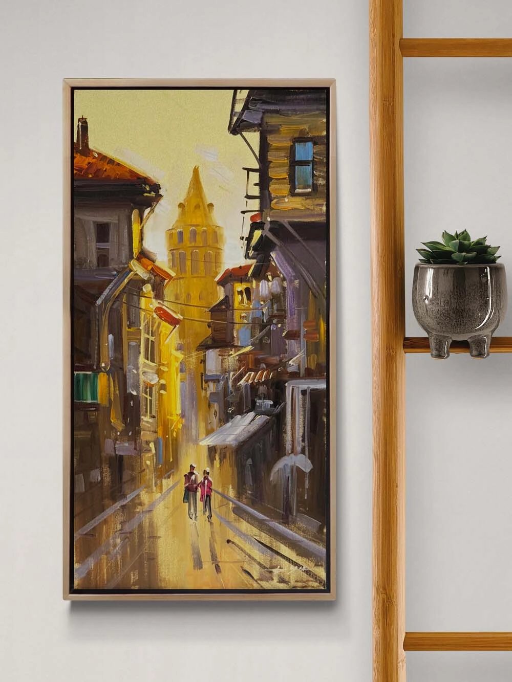 Turuncu Akşam Galata Yağlı Boya Tablosu