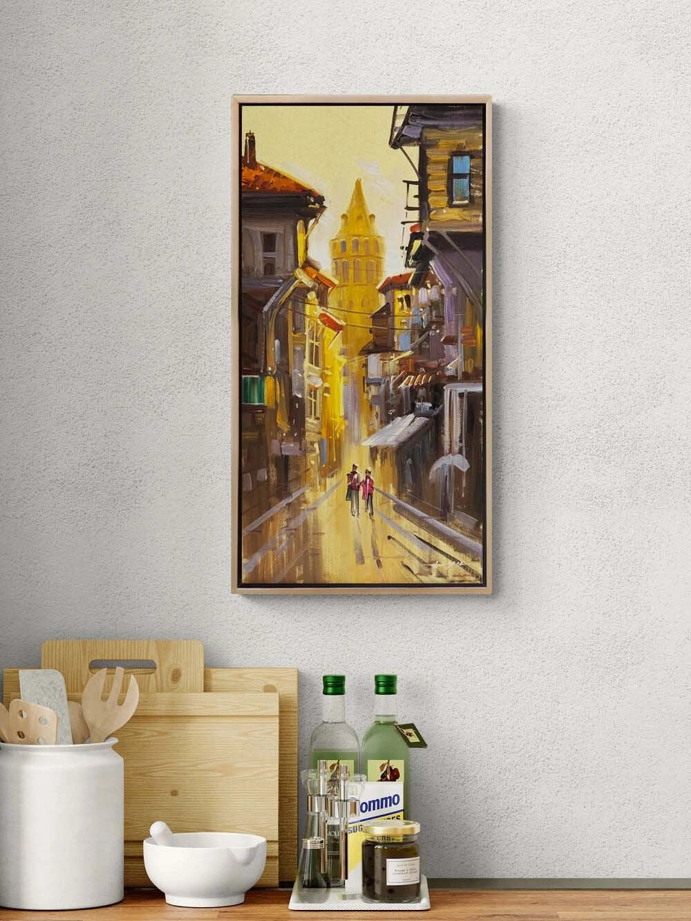 Turuncu Akşam Galata Yağlı Boya Tablosu