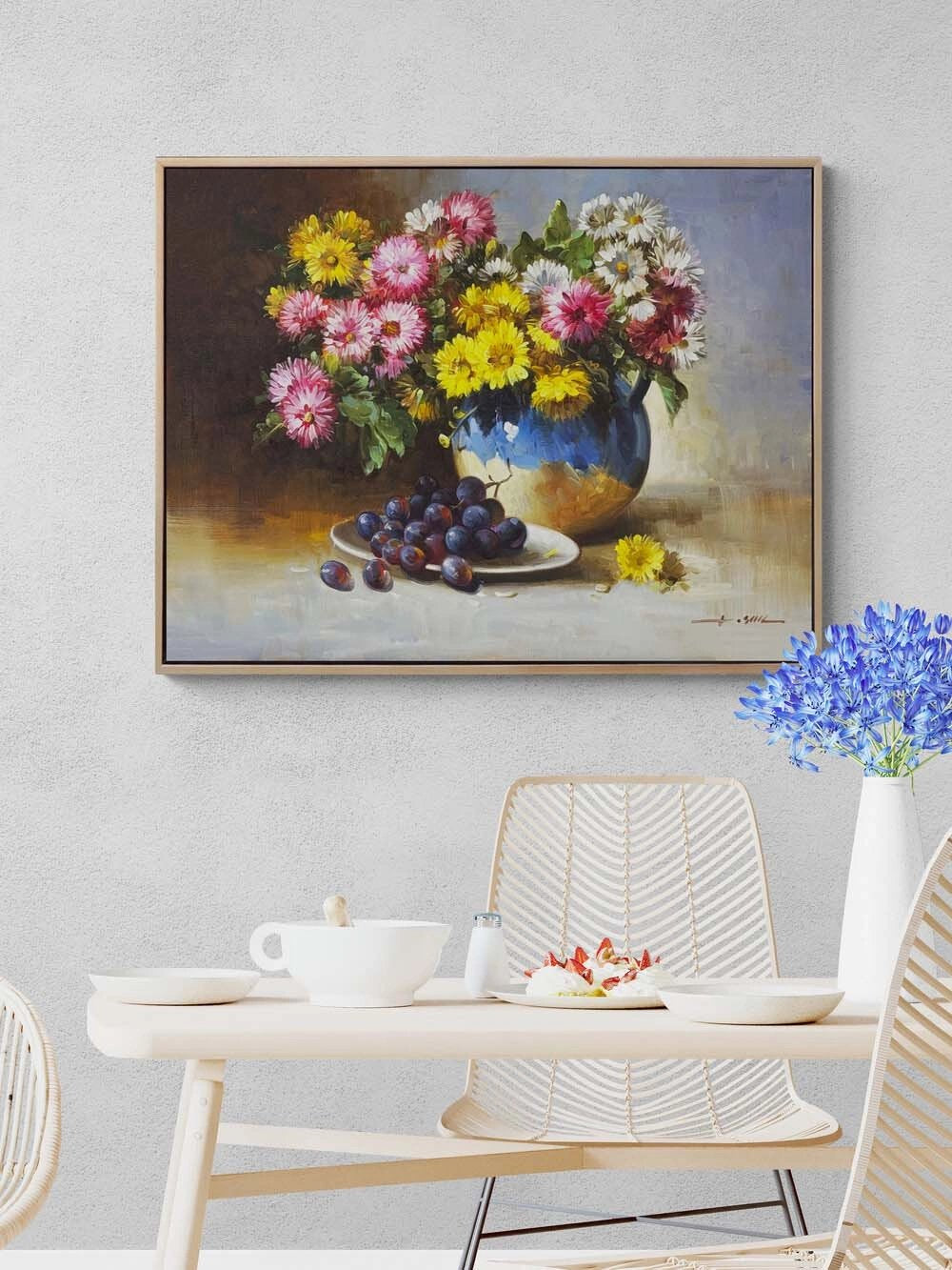 Papatyalar ve Üzümler Yağlı Boya Tablosu