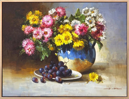 Papatyalar ve Üzümler Yağlı Boya Tablosu