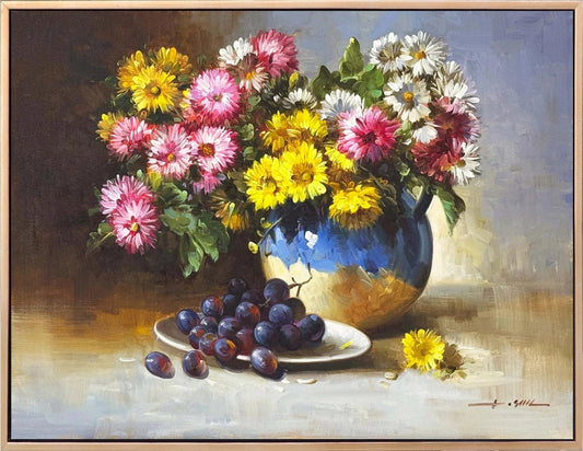 Papatyalar ve Üzümler Yağlı Boya Tablosu