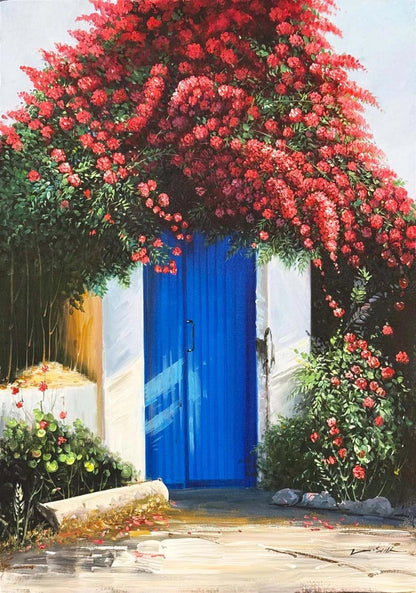 Begonviller Altında Yağlı Boya Tablosu