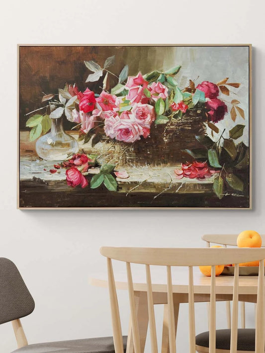 Sepette Baharın Gülleri Yağlı Boya Tablosu